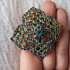 Vintage Brooch Blue & Green.